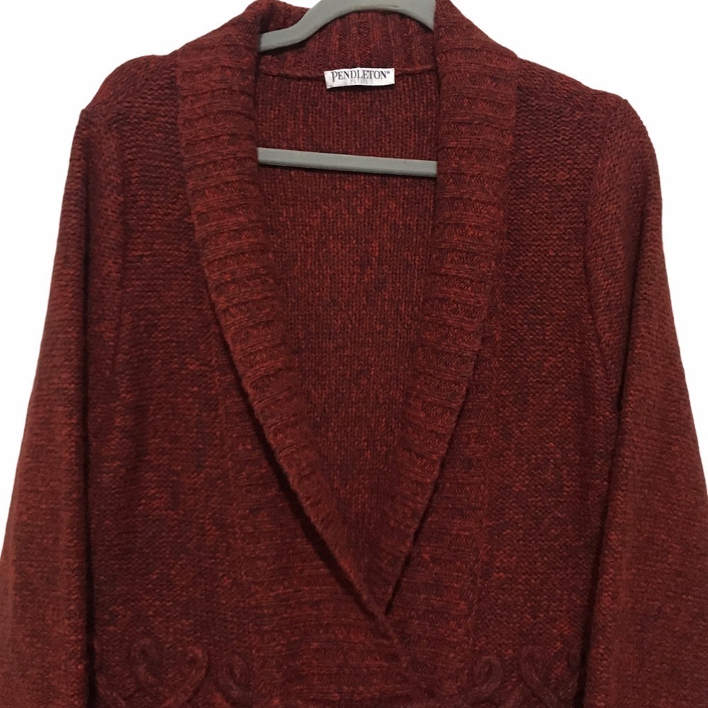 Pendleton Knit One Button Maroon Cardigan - Picture 3 of 11